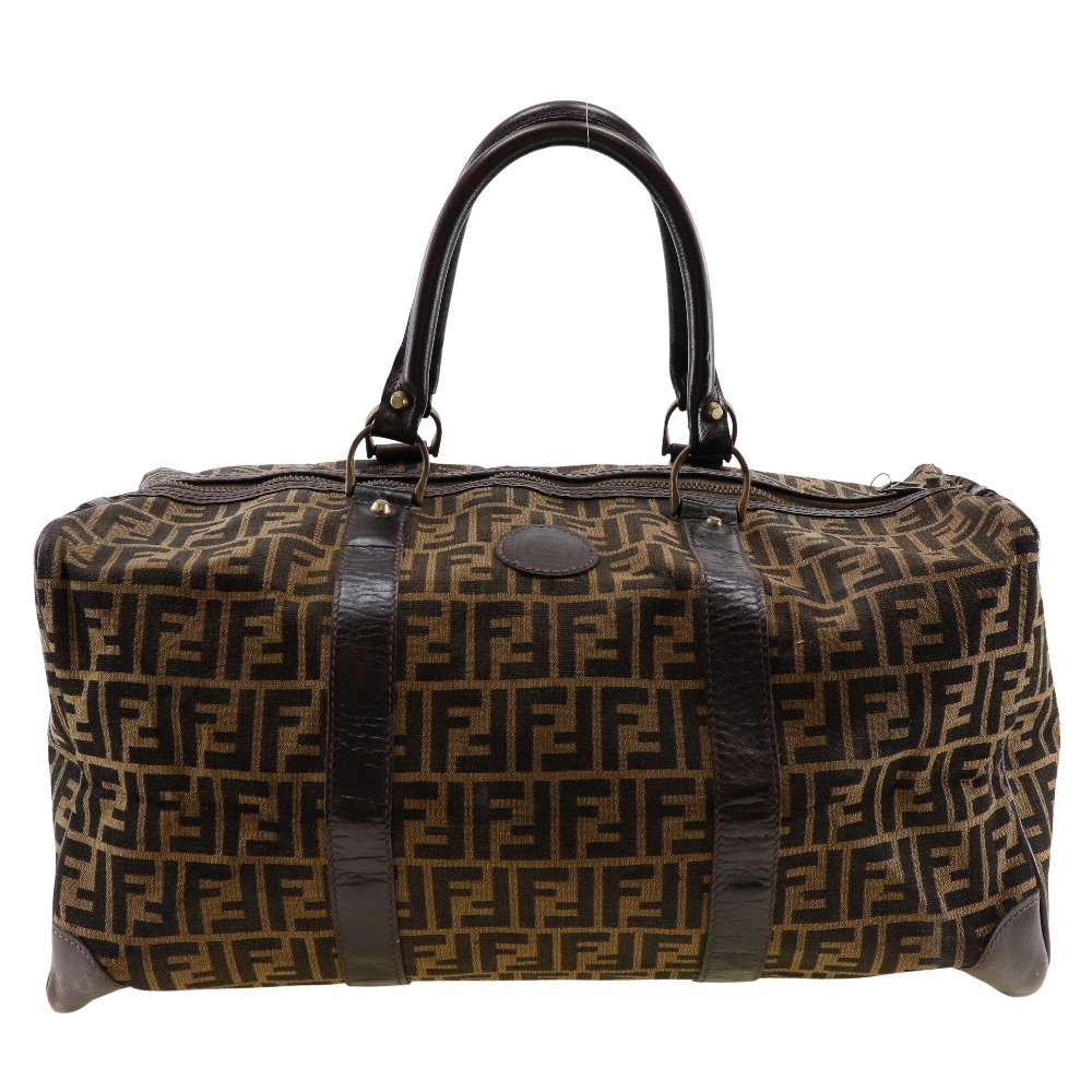 Fendi Zucca Boston bag brown canvas zippered
